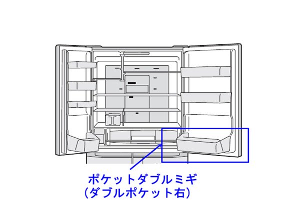 日立冷蔵庫 冷蔵室ポケットダブルミギ【ダブルポケット右】■R-SF440CM-025 　|　　カデンの救急社 　|　日立部品販売店