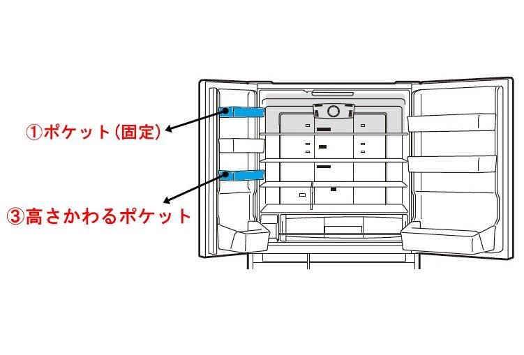 日立冷蔵庫 冷蔵室ポケット(ヒダリ)【ポケット(固定)/高さかわる 日立冷蔵庫 冷蔵室ポケット(ヒダリ)【ポケット(固定)/高さかわる