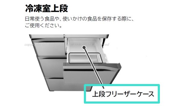 日立冷蔵庫 冷凍室上段ケース(フリーザーウエ)【上段フリーザーケース】■R-C5200-010 | 　カデンの救急社 　|日立-HITACHI部品販売店