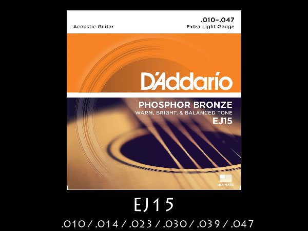 D'Addario ダダリオ アコースティックギター弦 フォスファーブロンズ Light 12弦 .010-.047 EJ38 x 10セッ