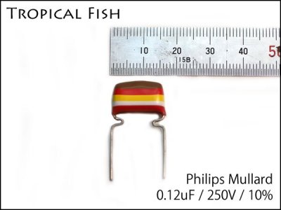 Philips Mullard Tropical Fish Capacitors 0.27uF x 2個