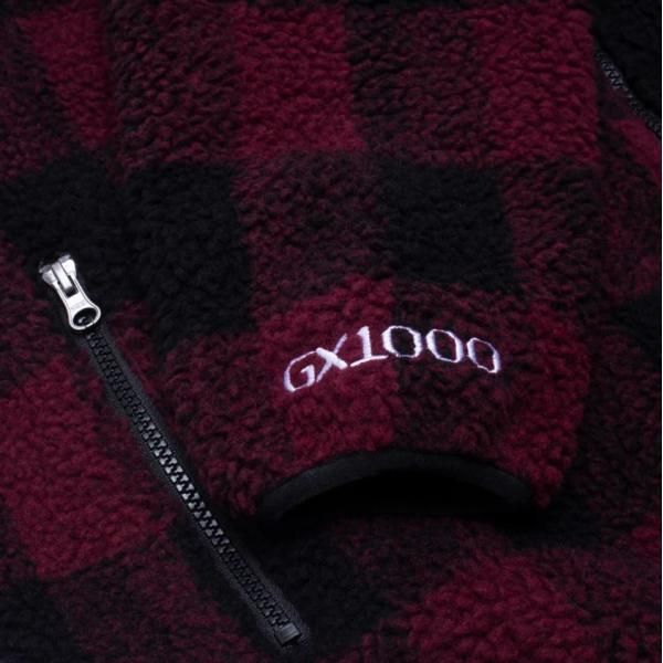 GX1000】『Polar Fleece』ジップフリースジャケット マルーン/ブラック