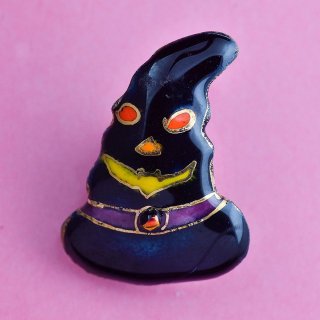 ハロウィンの帽子の七宝焼ピンブローチ(ピンバッジ) 