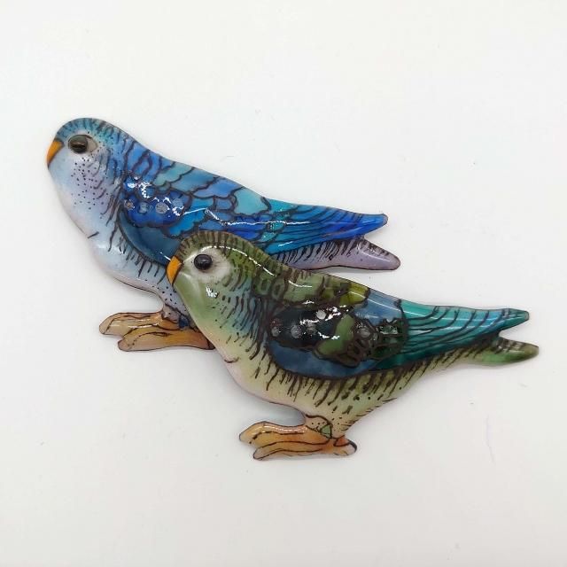 楽天 サザナミインコの七宝焼ブローチ - 七宝焼の工房Uncle Z アクセサリー