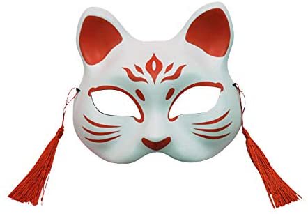 在庫あり☆即納可能】お面 半面 猫面 (壱/紅白) お得なパッケージなし☆ねこ【新品☆未使用品】 - キャラクターグッズ ,フィギュア,プラモデル,SDGsアイテム,無添加生活品などの通販でしたら伊賀屋人形店！