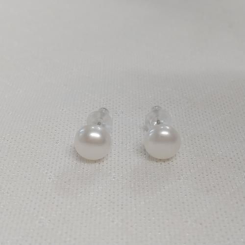K14WG淡水パール6.6mmピアス(ホワイト) - 真珠専門店 おおば真珠