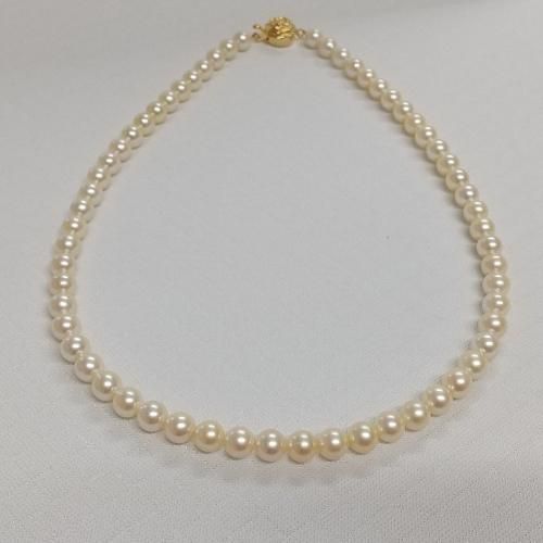 あこや真珠 優しいイエローゴールドネックレス(6.5-7mm) - 真珠