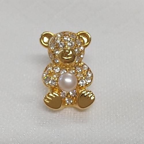 【海外 正規品】 可愛いクマさんタックブローチ(淡水パール) - 真珠専門店 おおば アクセサリー