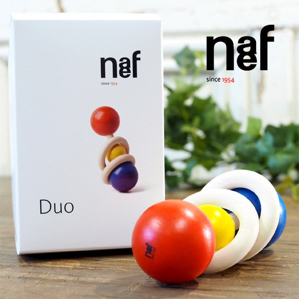 Naef ネフ社 デュオ Duo 木製おしゃぶりラトル（ガラガラ） - 木の