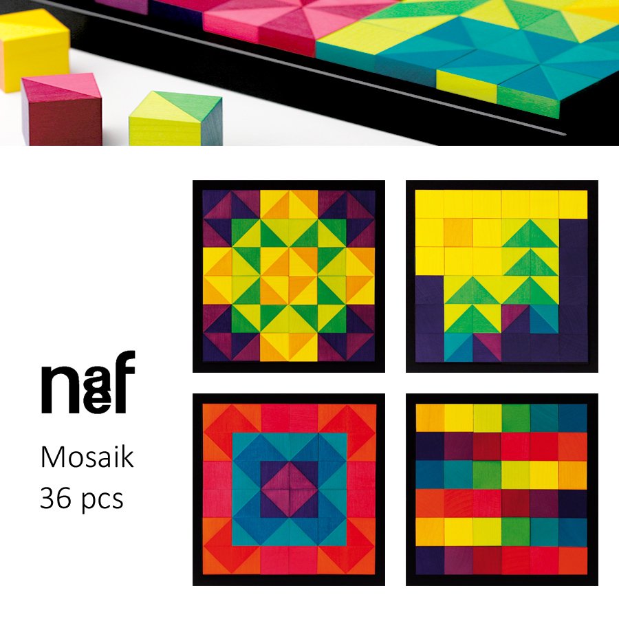 Naef ネフ社 キーナーモザイク（小） Mosaik 36pcs キューブパズル - 木のおもちゃ赤ちゃんのおもちゃ木製玩具eurobus