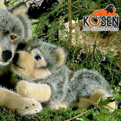 KOESEN ケーセン社 オオカミの子 伏せ - 動物のぬいぐるみ - 木のおもちゃ赤ちゃんのおもちゃ木製玩具eurobus