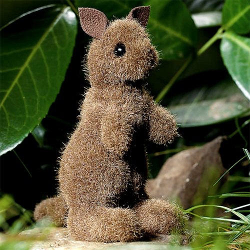 KOESEN ケーセン社 カンガルー親子 - 動物のぬいぐるみ - 木のおもちゃ 