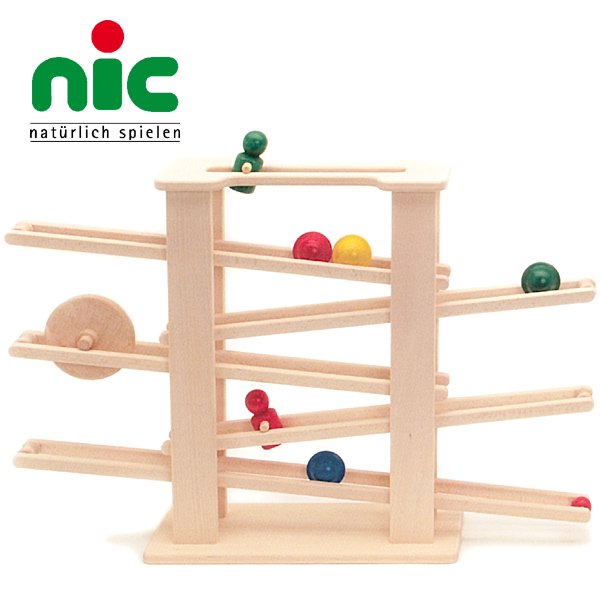 「#えぬわた砲」 トイ 木製 木のおもちゃ スロープ ニック nic ボール 円盤 人形 知育玩具