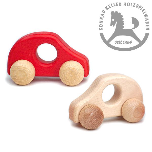 Konrad Keller ケラー社 ミニPKW 白木/赤 - 木のおもちゃ赤ちゃんのおもちゃ木製玩具eurobus