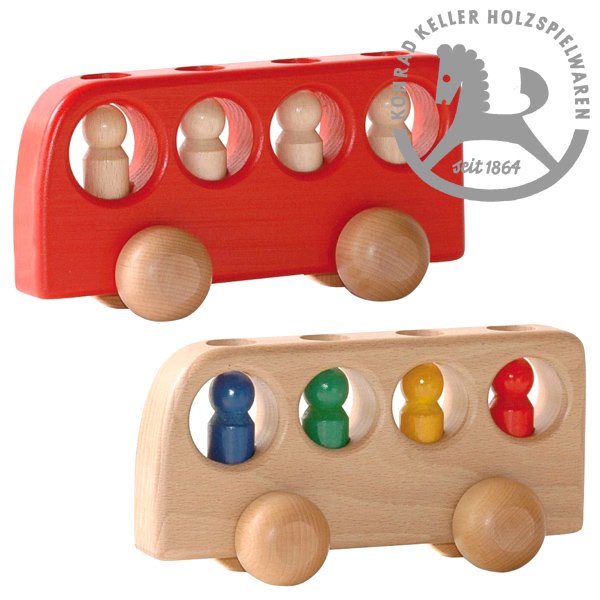 ケラー社　四人乗りバス　4人乗りバス　木のおもちゃ　知育玩具　車　木の車