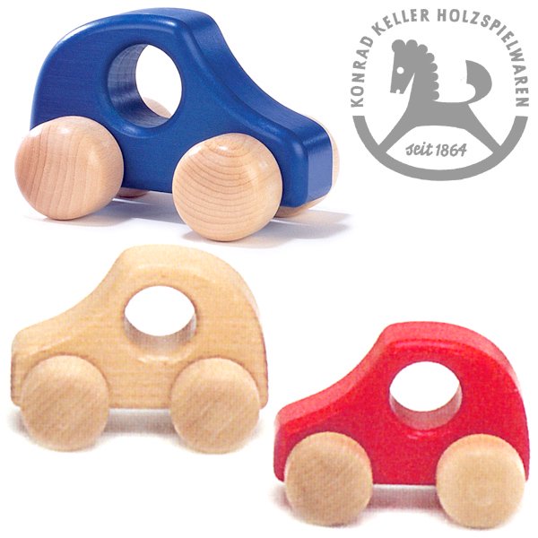 Konrad Keller ケラー社 PKW 白木/赤/青 - 木のおもちゃ赤ちゃんのおもちゃ木製玩具eurobus