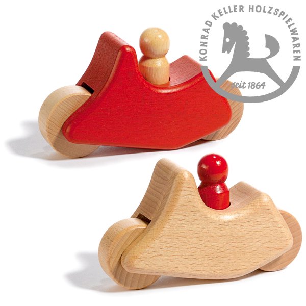 Konrad Keller ケラー社 オートバイ 白木/赤 - 木のおもちゃ赤ちゃんの