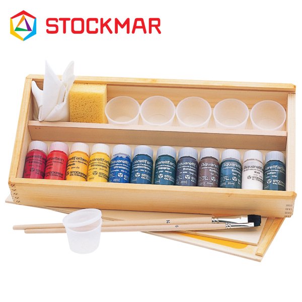 Stockmar シュトックマー社］透明水彩絵の具 お絵描きセット 12色 木箱 