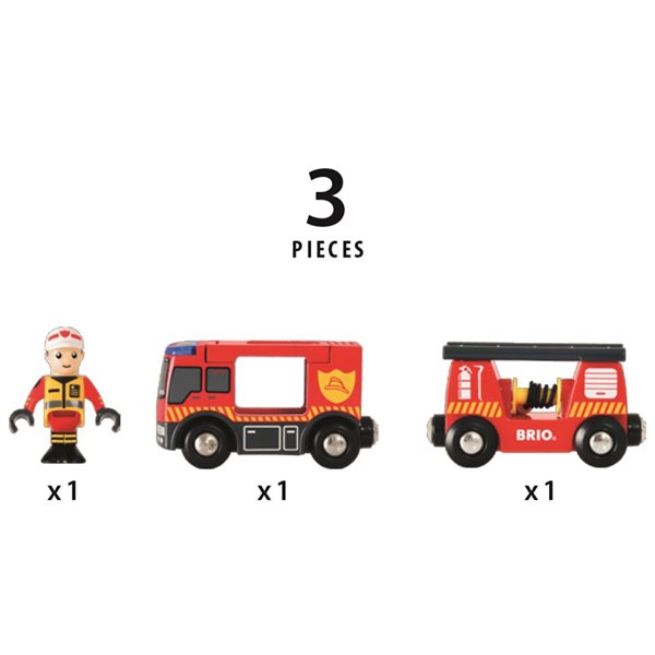 BRIO ブリオ］ライト＆サウンド付ファイヤートラック - レールウェイ追加車両 - 木のおもちゃ赤ちゃんのおもちゃ木製玩具eurobus
