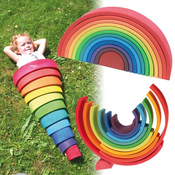 ［Grimm's Spiel & Holz Design グリムス社］虹色トンネル アーチレインボー 大 - 木のおもちゃ 赤ちゃんのおもちゃ  木製玩具 eurobus 通販shop