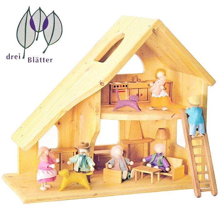 ［Drei Blatter ドライブラッター社］ドールハウス 人形の家 2階建 (小) 完成品 - 木のおもちゃ 赤ちゃんのおもちゃ 木製玩具  eurobus 通販shop