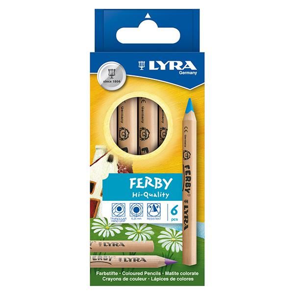 メール便可】［LYRA リラ社］FERBY ファルビー 色鉛筆 軸白木 6