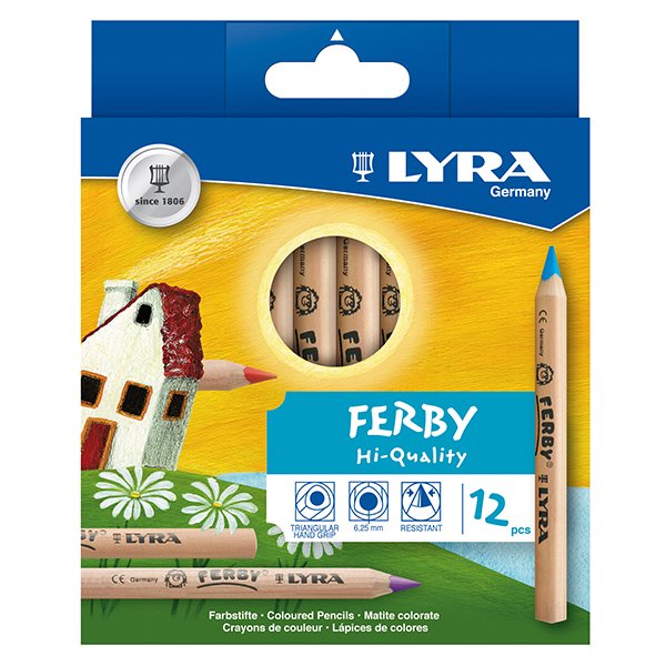 【メール便可】［LYRA リラ社］FERBY ファルビー 色鉛筆 軸白木 12色セット