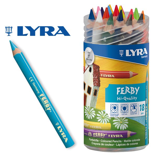 ［LYRA リラ社］FERBY ファルビー 色鉛筆 軸カラー 18色 PPボックスセット