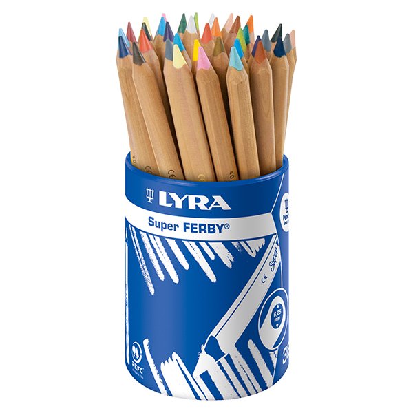 ［LYRA リラ社］Super FERBY スーパーファルビー 色鉛筆 軸白木 24色36本セット プラスチックケース入り