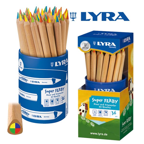 ［LYRA リラ社］Super FERBY スーパーファルビー 色鉛筆 4in1 36本 プラスチックケース入り
