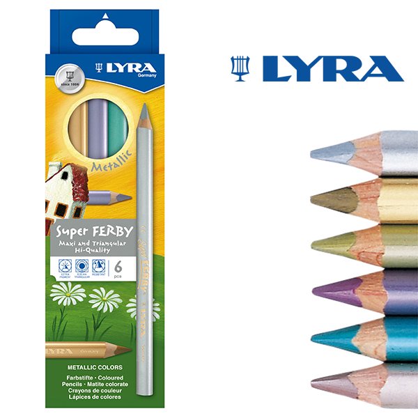 【メール便可】［LYRA リラ社］Super FERBY スーパーファルビー 色鉛筆 軸カラー メタリック6色セット