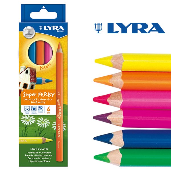 【メール便可】［LYRA リラ社］Super FERBY スーパーファルビー 色鉛筆 軸カラー ネオン6色セット