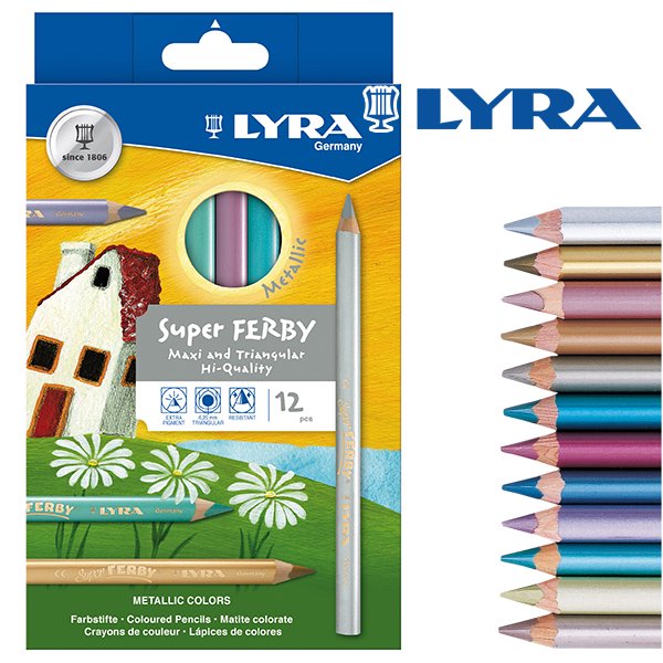 【メール便可】［LYRA リラ社］Super FERBY スーパーファルビー 色鉛筆 軸カラー メタリック12色セット