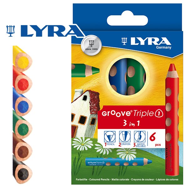 【メール便可】［LYRA リラ社］Groove グルーヴトリプルワン 色鉛筆 6色セット