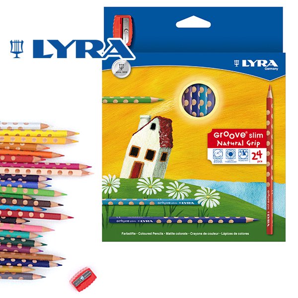 【メール便可】［LYRA リラ社］Groove グルーヴスリム 色鉛筆 24色セット（シャープナー付き）