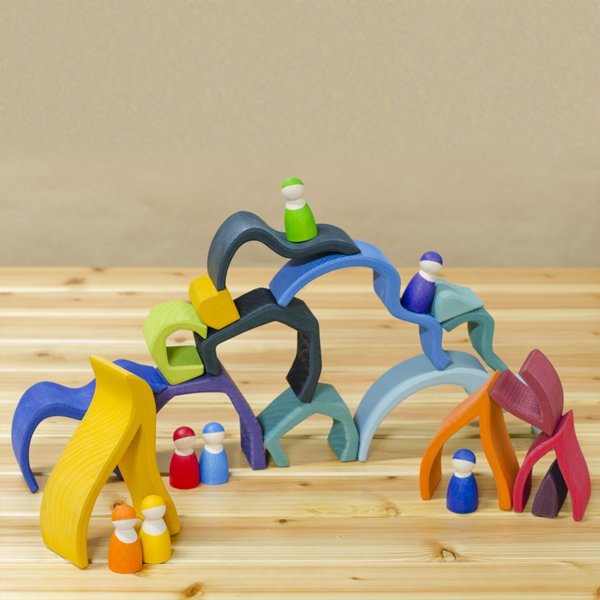 ［Grimm's Spiel & Holz Design グリムス社］エレメント積み木 エレメントブロック 大 23P - 木のおもちゃ  赤ちゃんのおもちゃ 木製玩具 eurobus 通販shop
