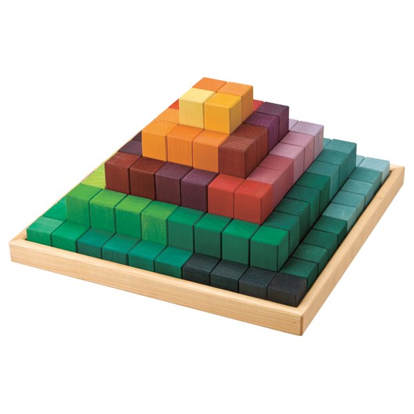 新品　未使用　グリムス　にじのブロック　大100ピース　積み木　木のおもちゃ木枠443×443cm
