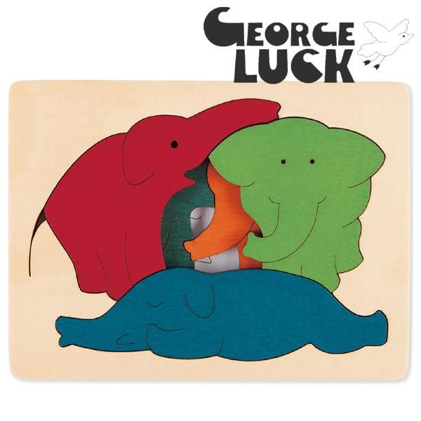 George Luck ジョージラック］木製3重パズル ぞう - 木の