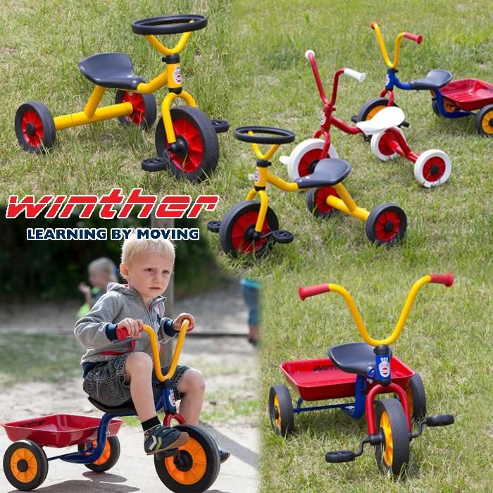 天然石ターコイズ ボーネルンド ウィンザー （ Winther ） ペリカンデザイン 三輪車 Vハンドル カラー（ 荷台つき ） 1歳半頃  (赤、黄、青など)