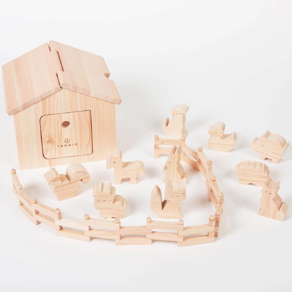 [IKONIH アイコニー ] アイコニーハウス 名入れセット ごっこ遊び ドールハウス 木箱  つみき 木製 檜 ひのき 日本産ひのき