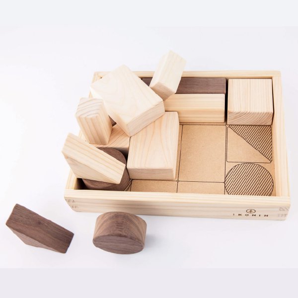 [IKONIH アイコニー ] 知育セット 木製 檜 ひのき 日本産ひのき 積み木 木箱 数字 アルファベット パズル