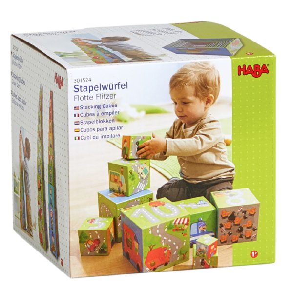 [ HABA ハバ ]  スタッキングキューブ のりもの ドイツ 1歳 ブラザージョルダン 数字 動物 ベビートイ ブロック 知育玩具