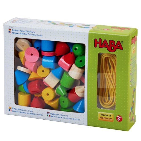 [ HABA ハバ ]   カラービーズ 6シェイプドイツ 3歳 ブラザージョルダン 木製 知育玩具 ひも通し