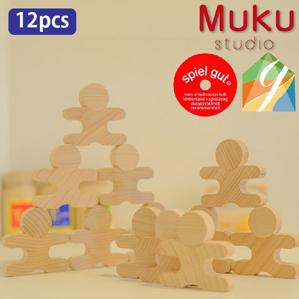 [ Muku-studio 無垢スタジオ ] 忍者12個セット 日本製 積み木 ドミノ バランスゲーム 2歳 グッド・トイ spielgut シュピールグート