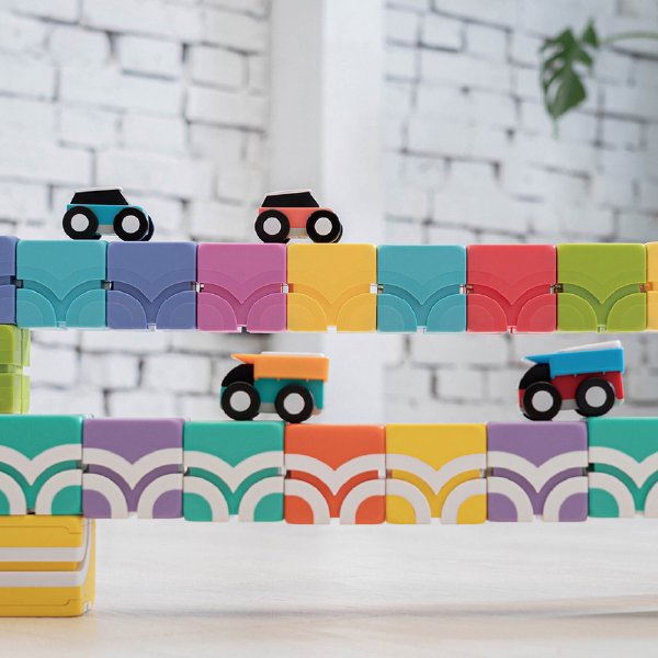 ［QBI キュービーアイ］Explorer Preschool用拡張キット ホワイトレールブロック4個セット  プログラミング的思考を育てる磁石ブロック知育玩具