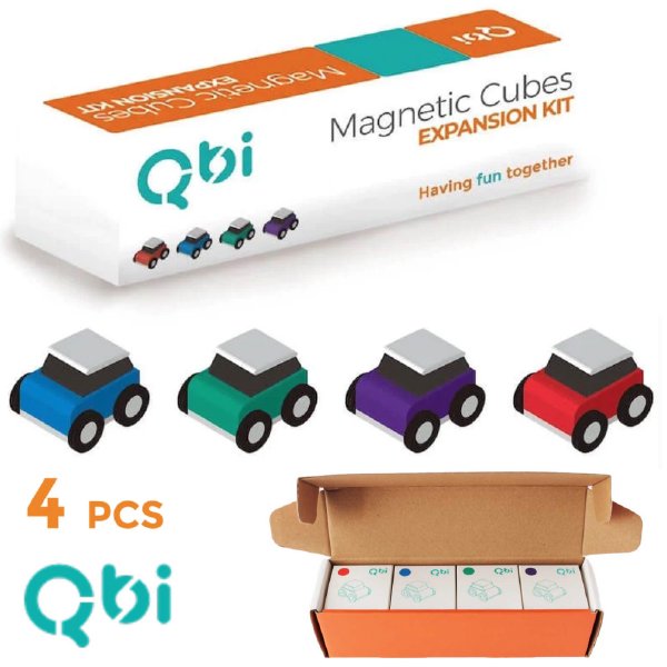 ［QBI キュービーアイ］Explorer Kids Preschool 用 プルバックカー レッド＆ブルー グリーン＆オレンジ 1台 単品  プログラミング的思考を育てる磁石ブロック知育玩具