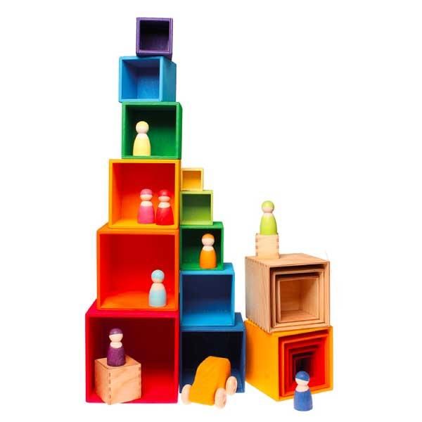 grimms グリムス社　装飾 積み木 グリム社(GRIMM'S) にじのキューブ・パステル・小 木の