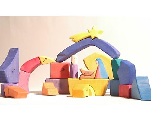 Ostheimer オストハイマー社］虹色積み木 生誕セット - 木のおもちゃ