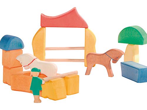 [Ostheimer オストハイマー社]虹色積み木 ファームセット - 木のおもちゃ 赤ちゃんのおもちゃ 木製玩具 eurobus 通販shop