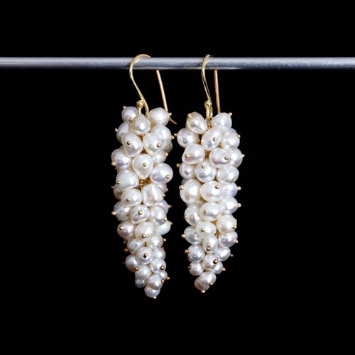 Cluster Grape Keshi Pearl Earrings (SOURCE)